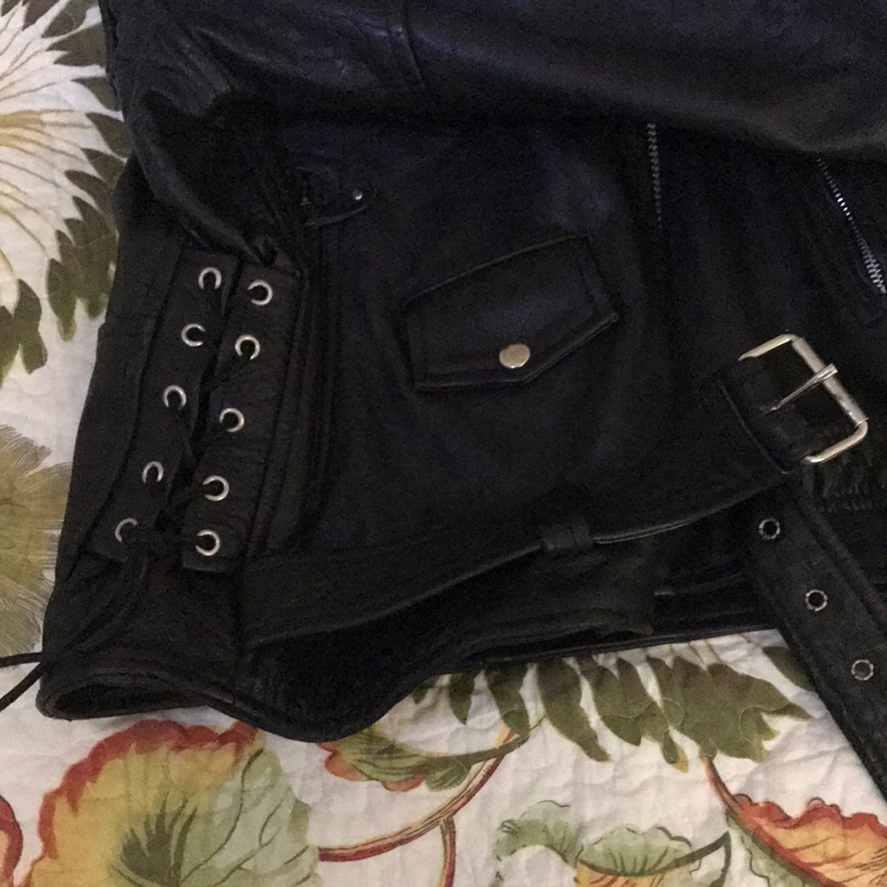 Genuine Leather Black Motor Jacket - Picture 3 of 4